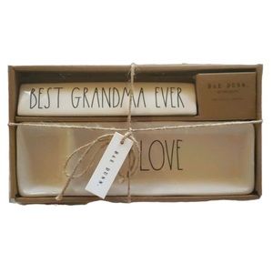 Rae Dunn BEST GRANDMA EVER Plaque + Trinket Tray NWT
